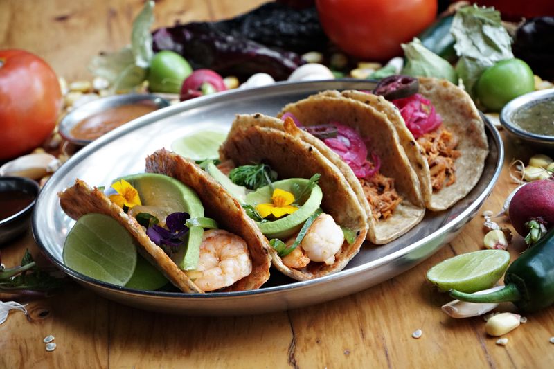 Chuys shrimp tacos with mango salsa